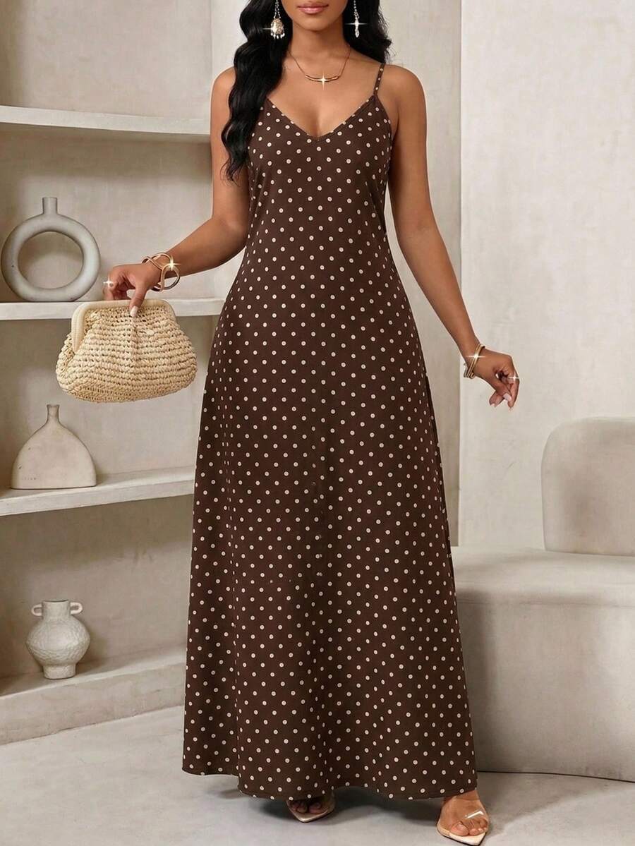 Lady Haljina sa tankim kaiš-bretelama i printom sa šljokicama, plus size
