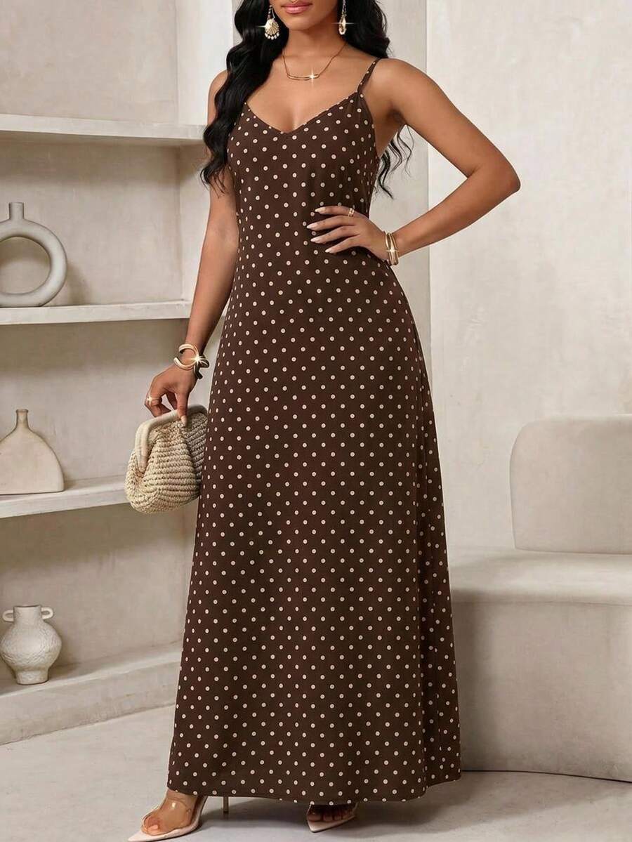 Lady Haljina sa tankim kaiš-bretelama i printom sa šljokicama, plus size