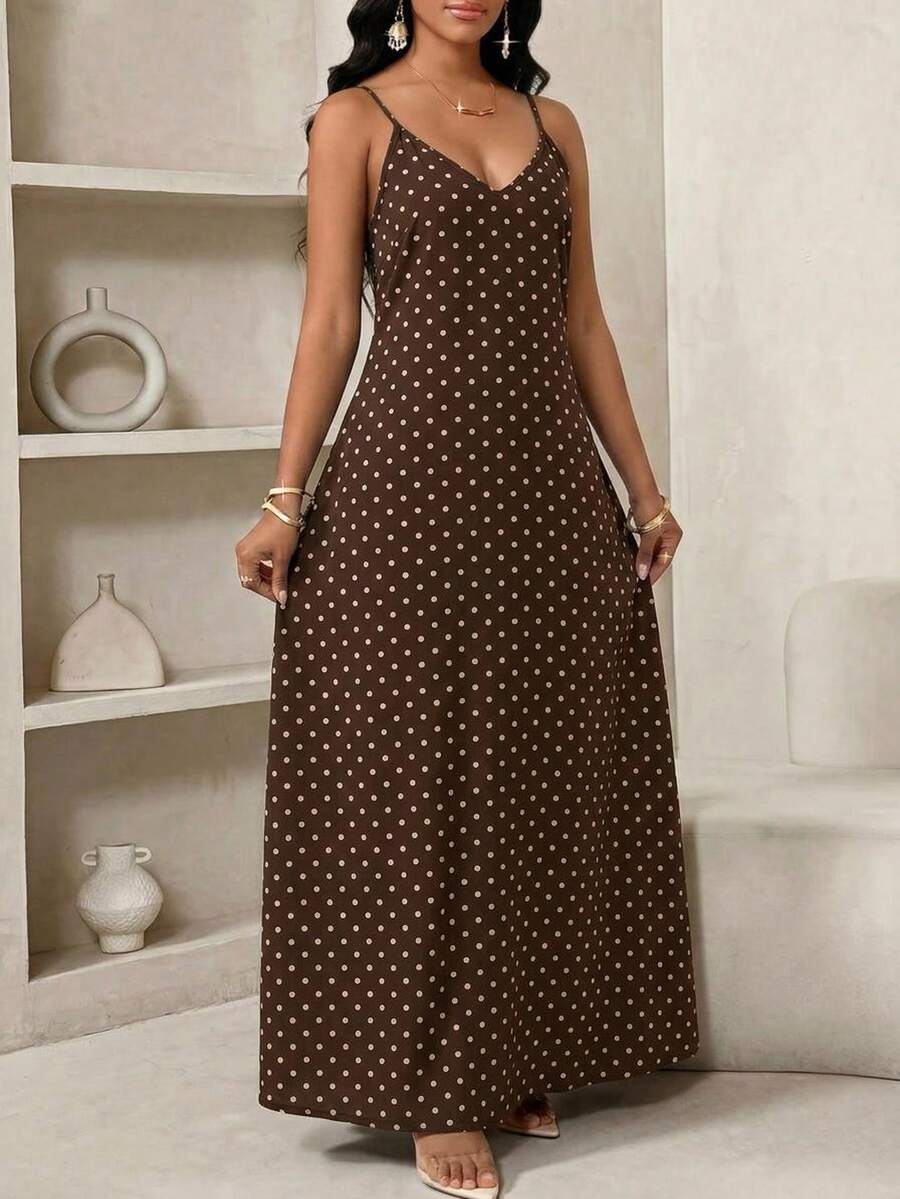 Lady Haljina sa tankim kaiš-bretelama i printom sa šljokicama, plus size