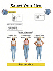 Ženske moderne uske farmeri sa štrasom, slim fit, ležerne