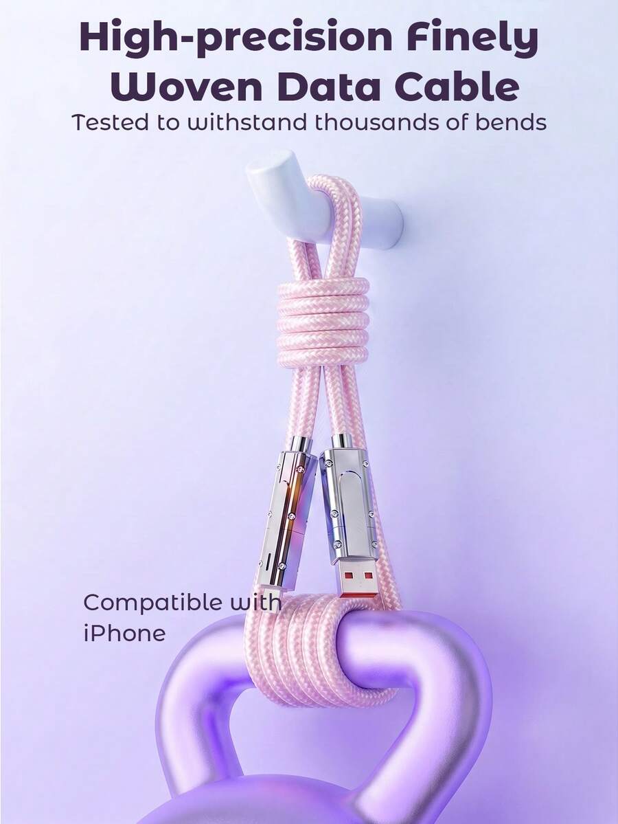 4 u 1 pleteni višestruki kabl za punjenje, 180° rotirajući dvostruki Type-C USB A kabl za brzo punjenje