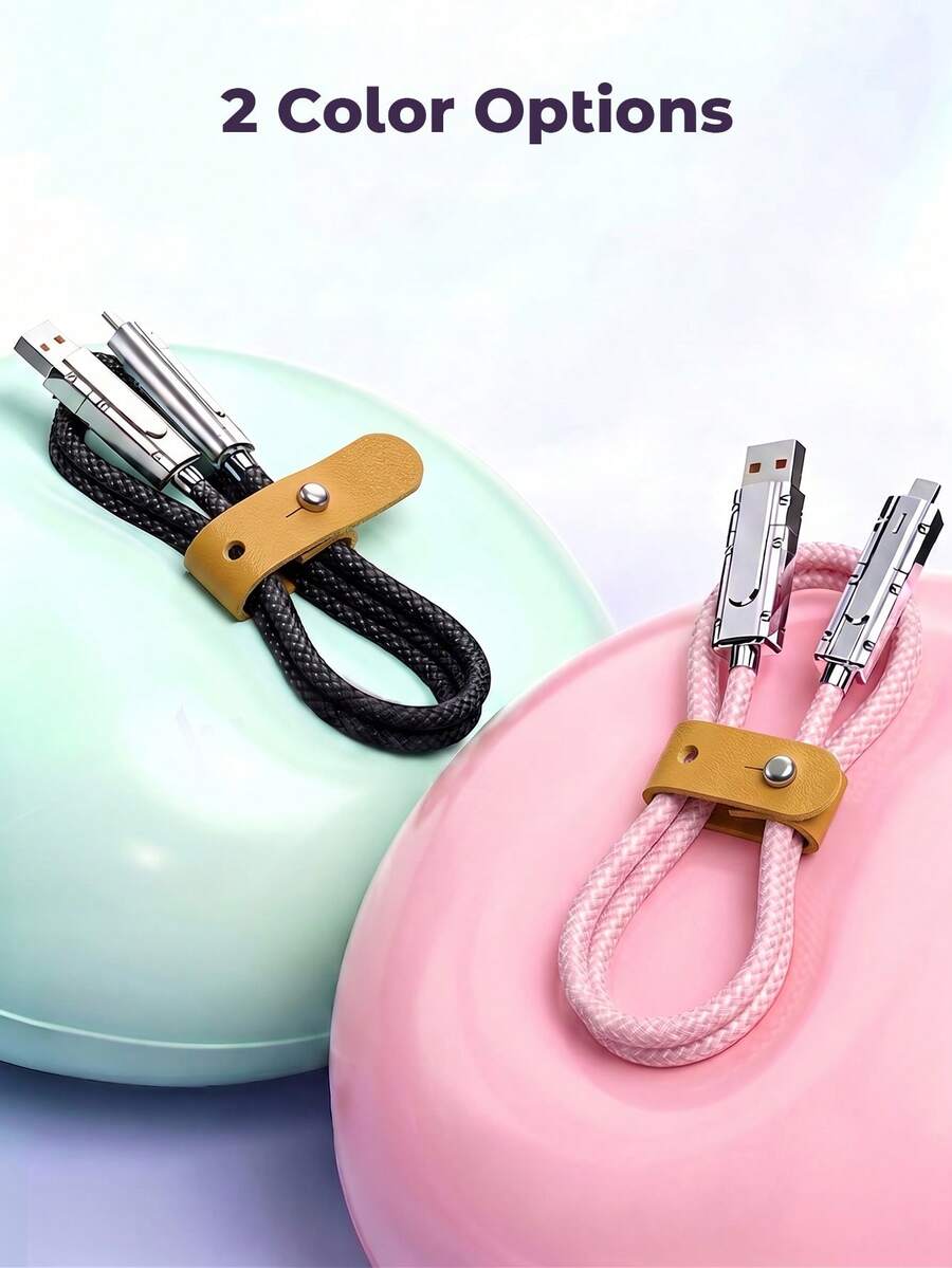 4 u 1 pleteni višestruki kabl za punjenje, 180° rotirajući dvostruki Type-C USB A kabl za brzo punjenje