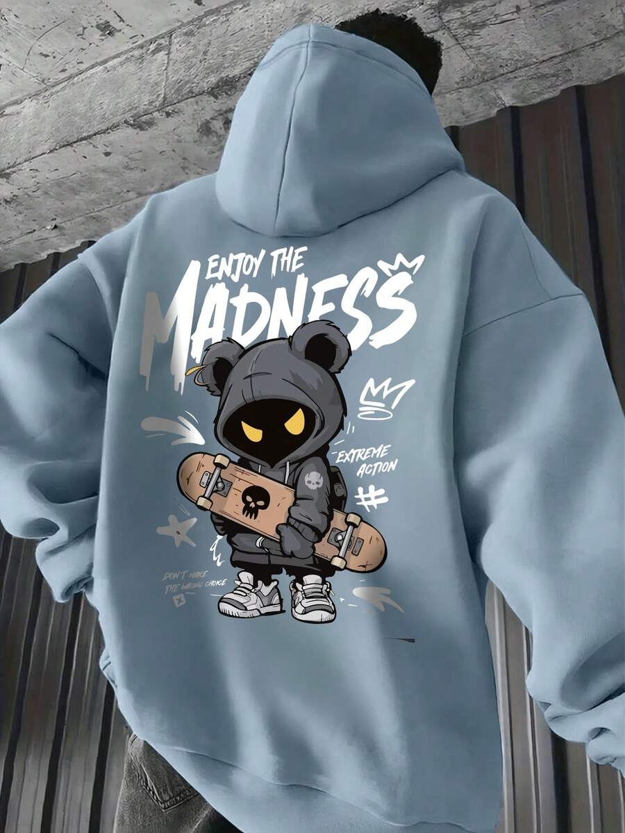 Muški ležerni modni street hoodie duks za ekstremne sportove sa crtanim printom
