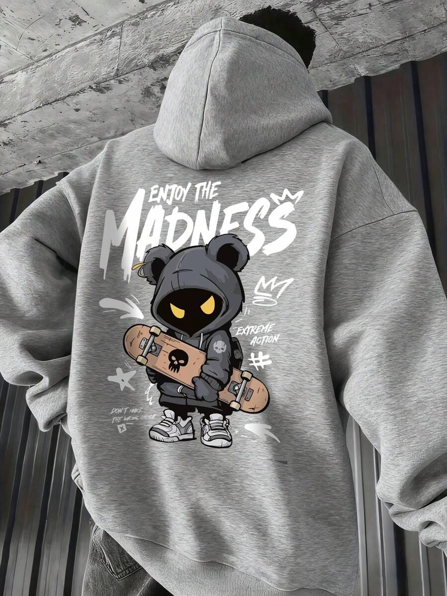 Muški ležerni modni street hoodie duks za ekstremne sportove sa crtanim printom
