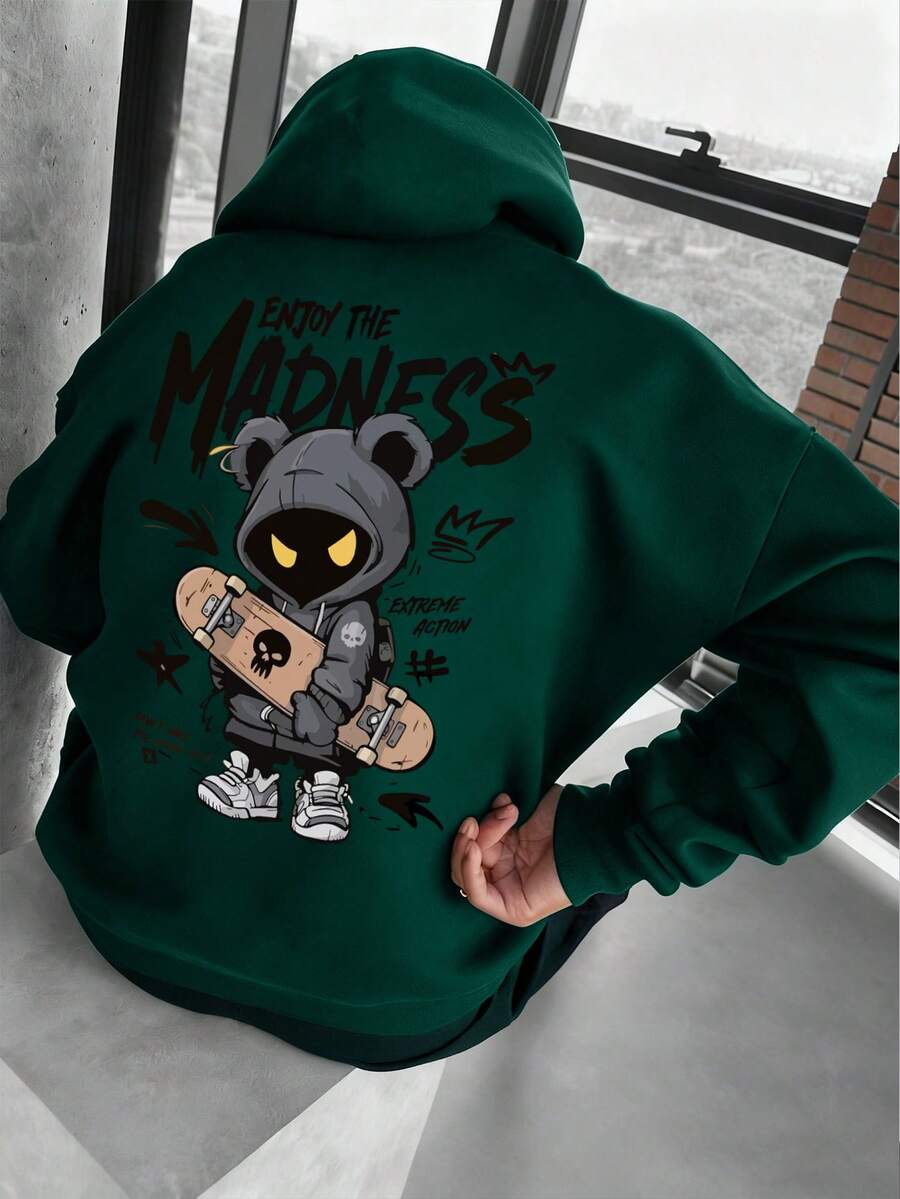 Muški ležerni modni street hoodie duks za ekstremne sportove sa crtanim printom