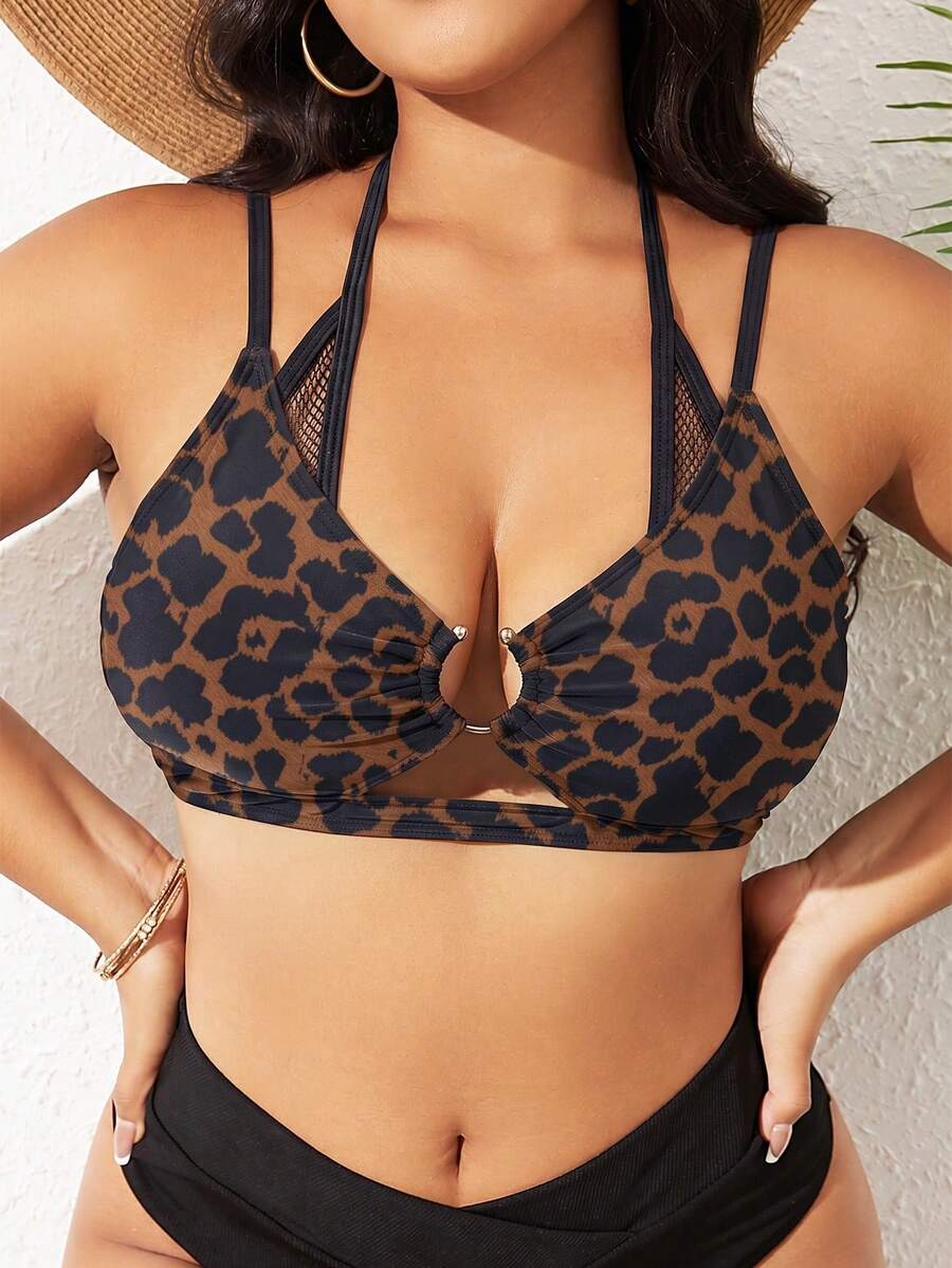 Letnji plus size halter bikini gornji deo sa povezivanjem prstenovima