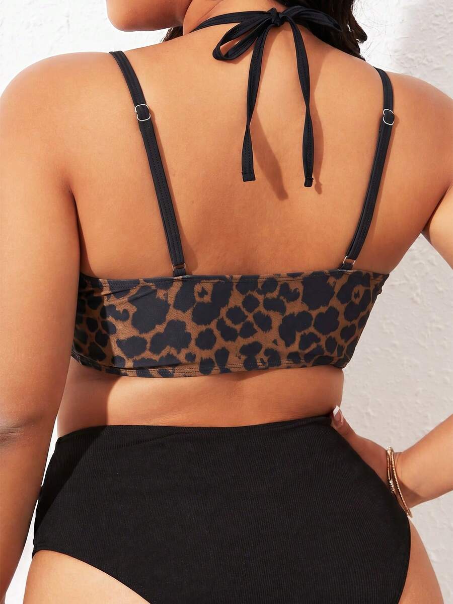 Letnji plus size halter bikini gornji deo sa povezivanjem prstenovima