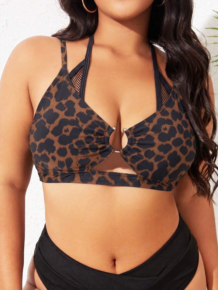 Letnji plus size halter bikini gornji deo sa povezivanjem prstenovima