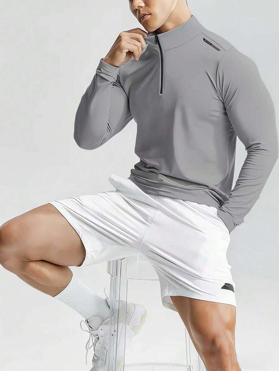 Muška ležerna sportska jakna jednobojna sa podignutom kragnom, slim fit, za teretanu