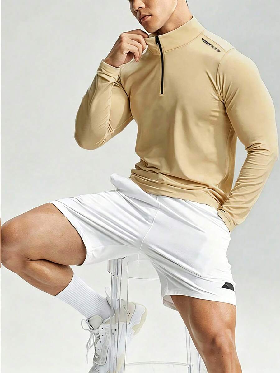 Muška ležerna sportska jakna jednobojna sa podignutom kragnom, slim fit, za teretanu