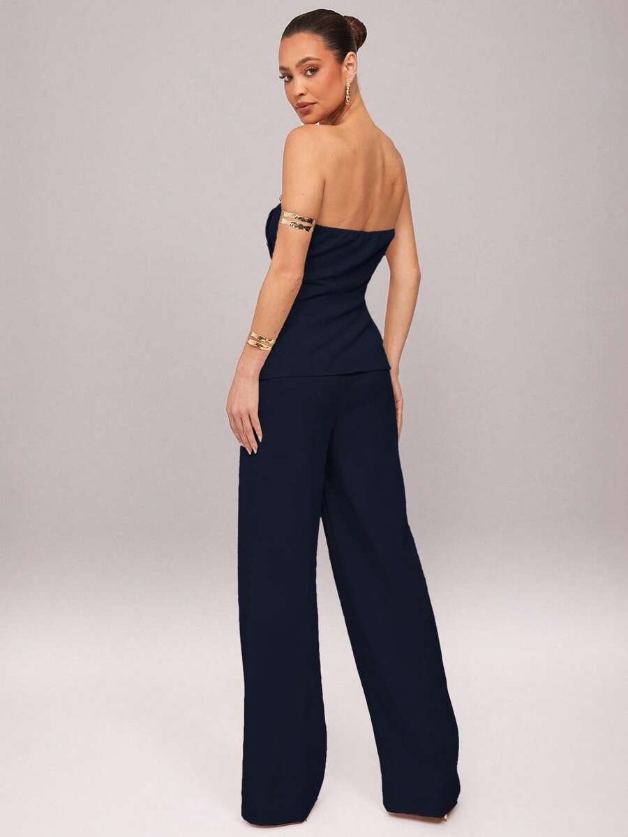 Set  Ženski Asimetrični Bandeau Top i Pantalone