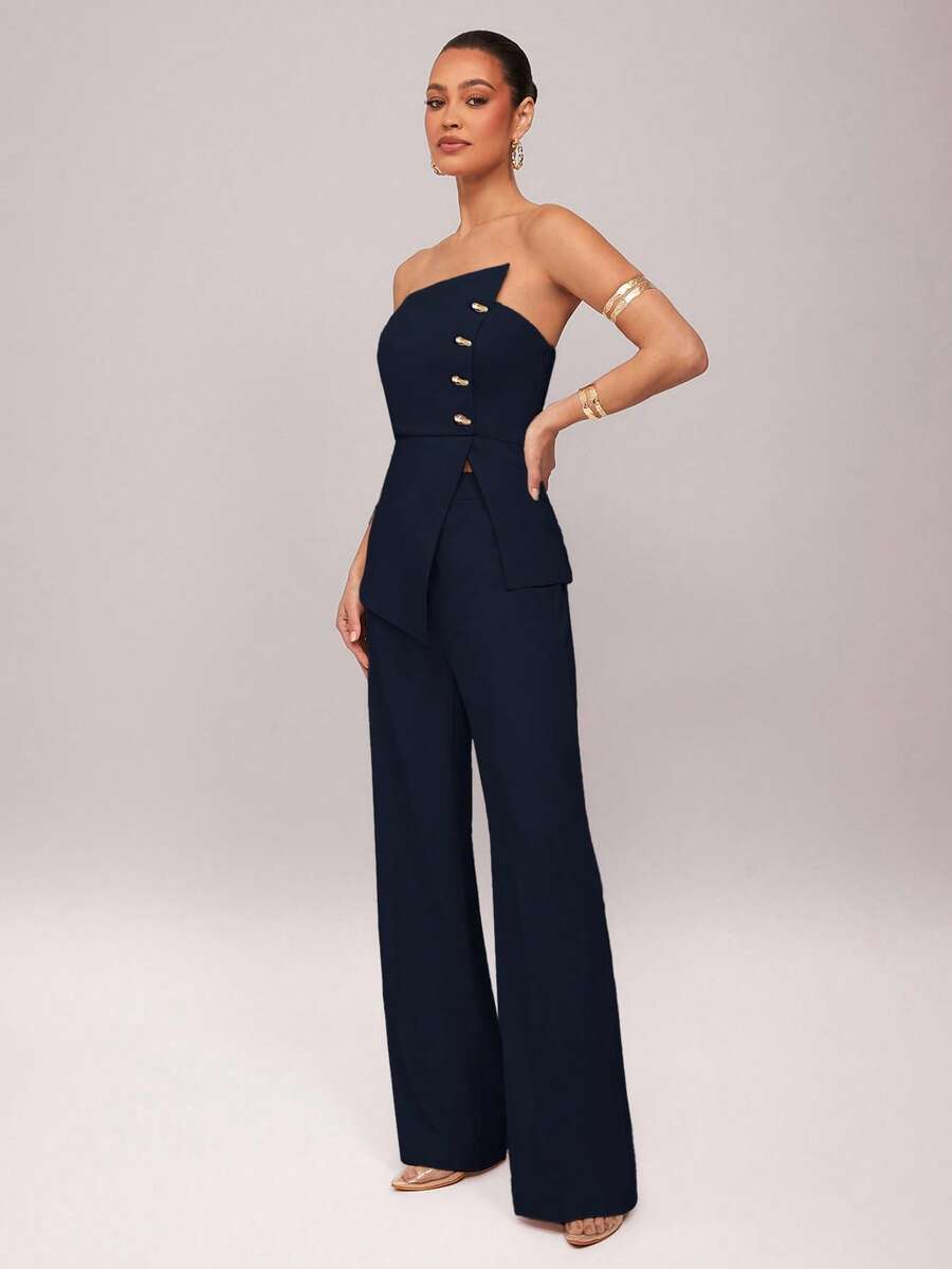 Set  Ženski Asimetrični Bandeau Top i Pantalone