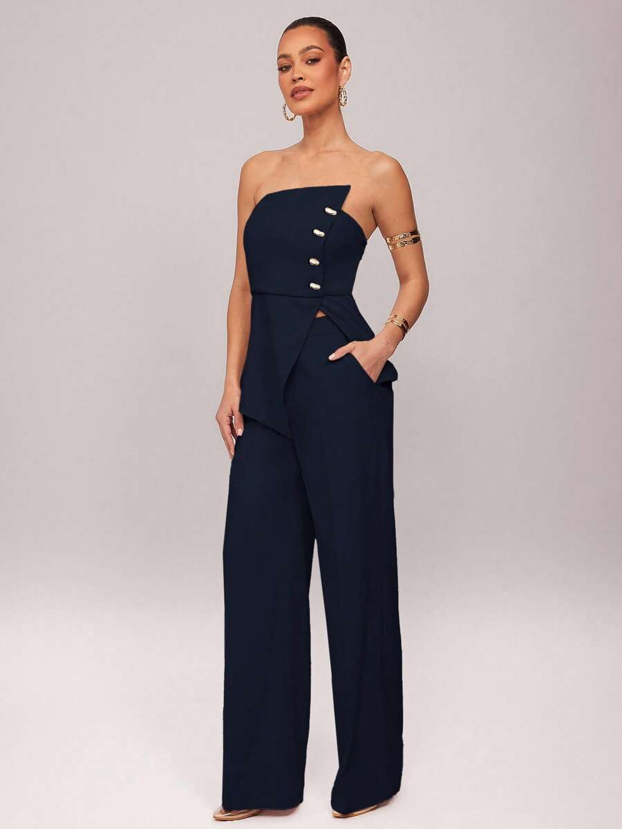 Set  Ženski Asimetrični Bandeau Top i Pantalone