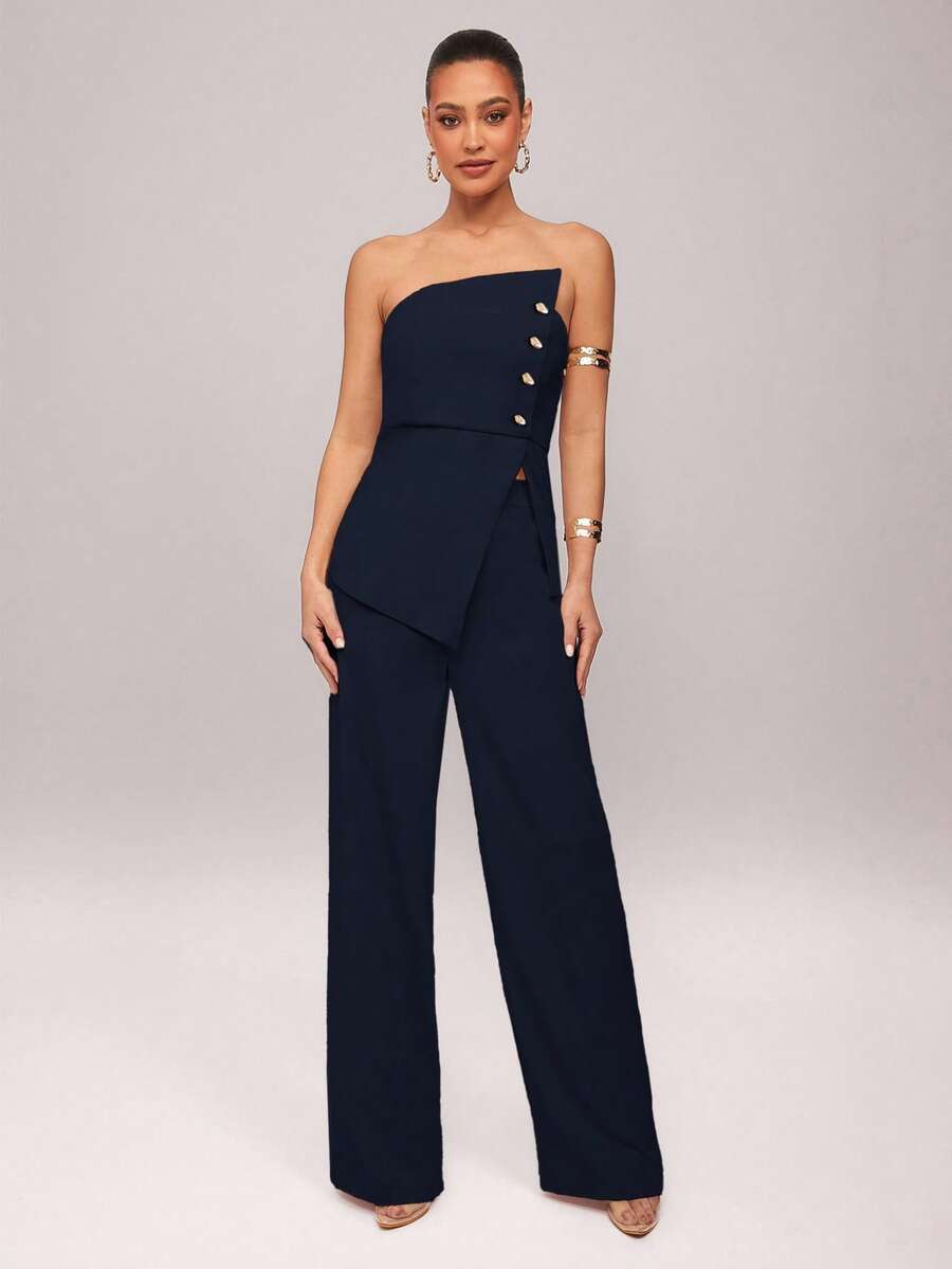 Set  Ženski Asimetrični Bandeau Top i Pantalone