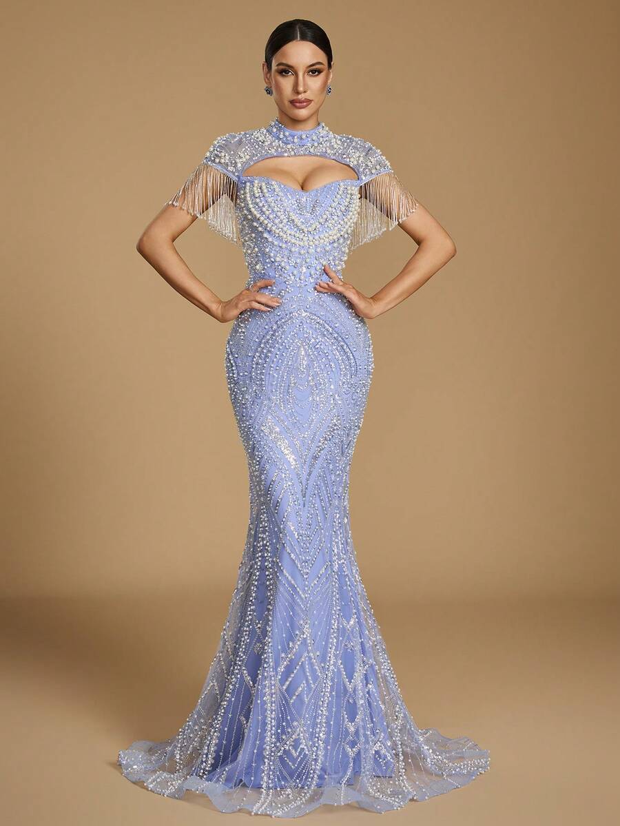 Elegantna duga ženska haljina kroja sirena, sa srcastim izrezom