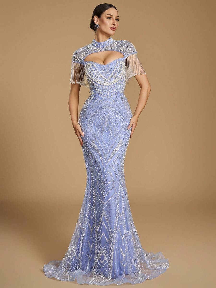 Elegantna duga ženska haljina kroja sirena, sa srcastim izrezom