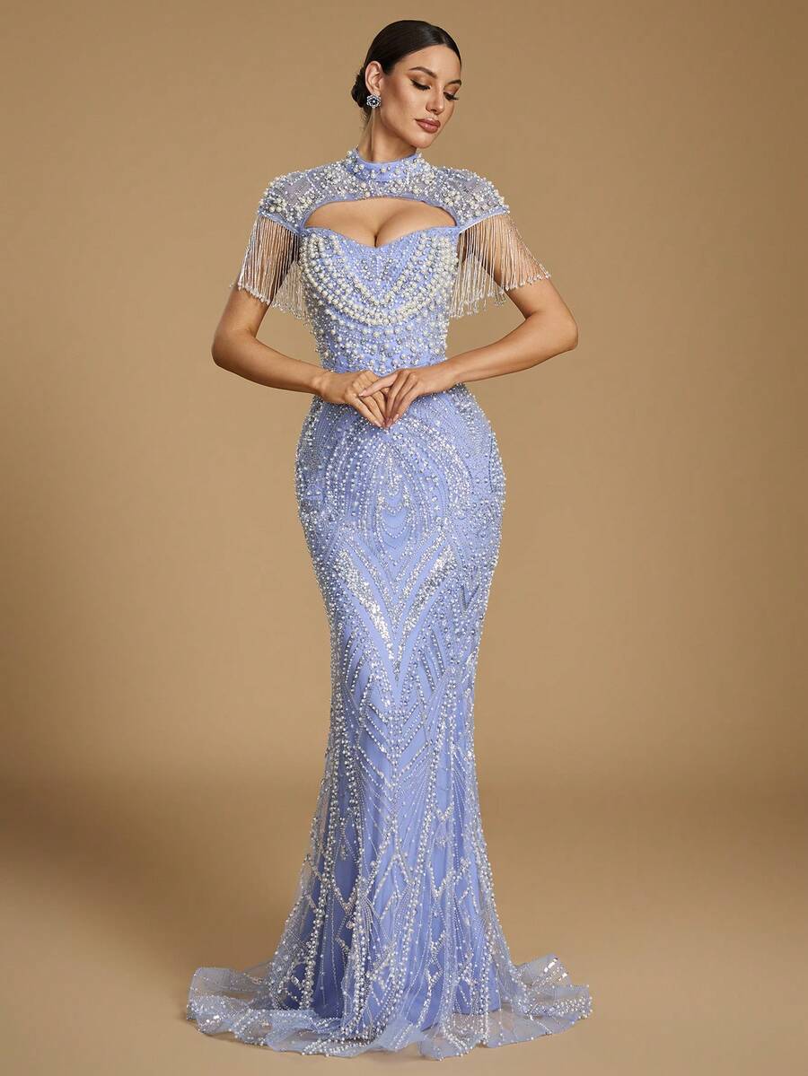 Elegantna duga ženska haljina kroja sirena, sa srcastim izrezom