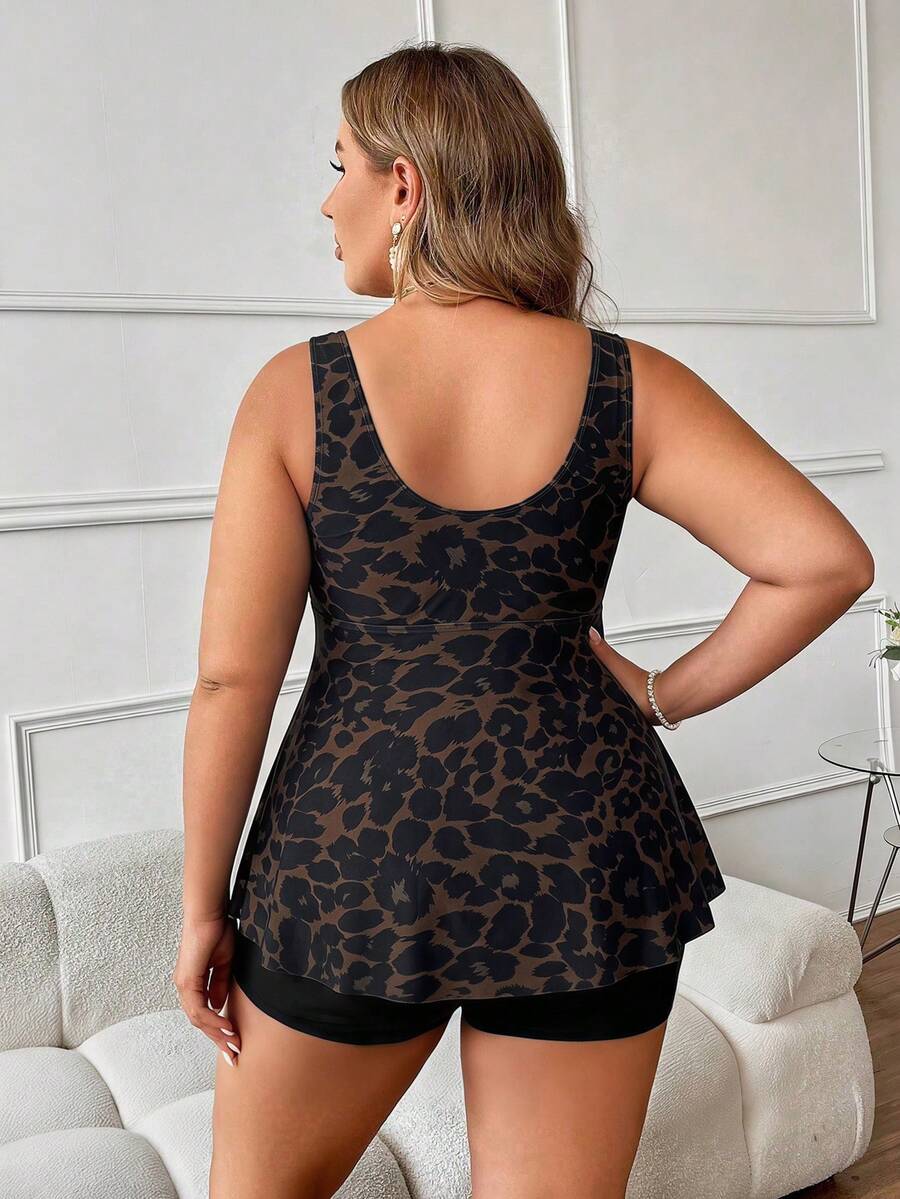 Plus size tankini top sa nabranim strukom na vezivanje