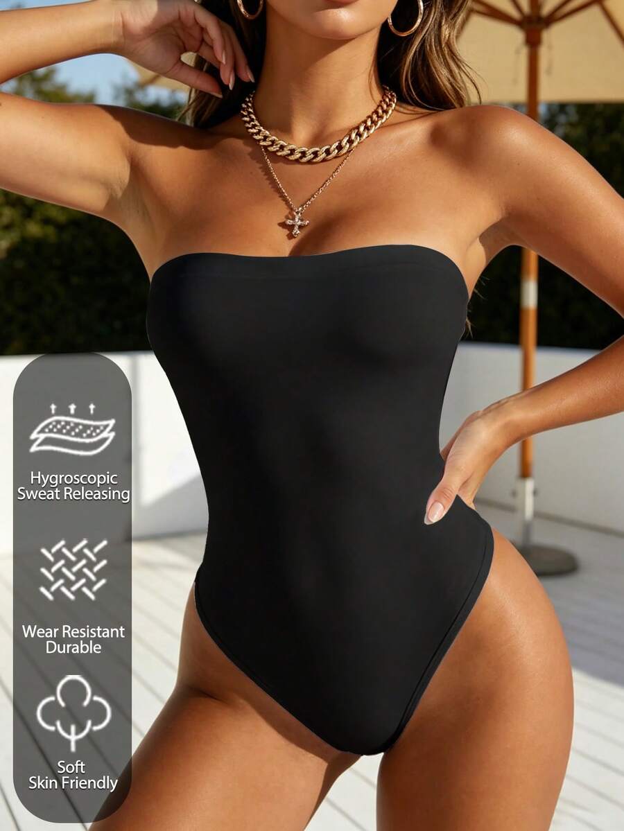 Ženski bandeau body, letnji top bez kaiševa i leđa, uski kroj