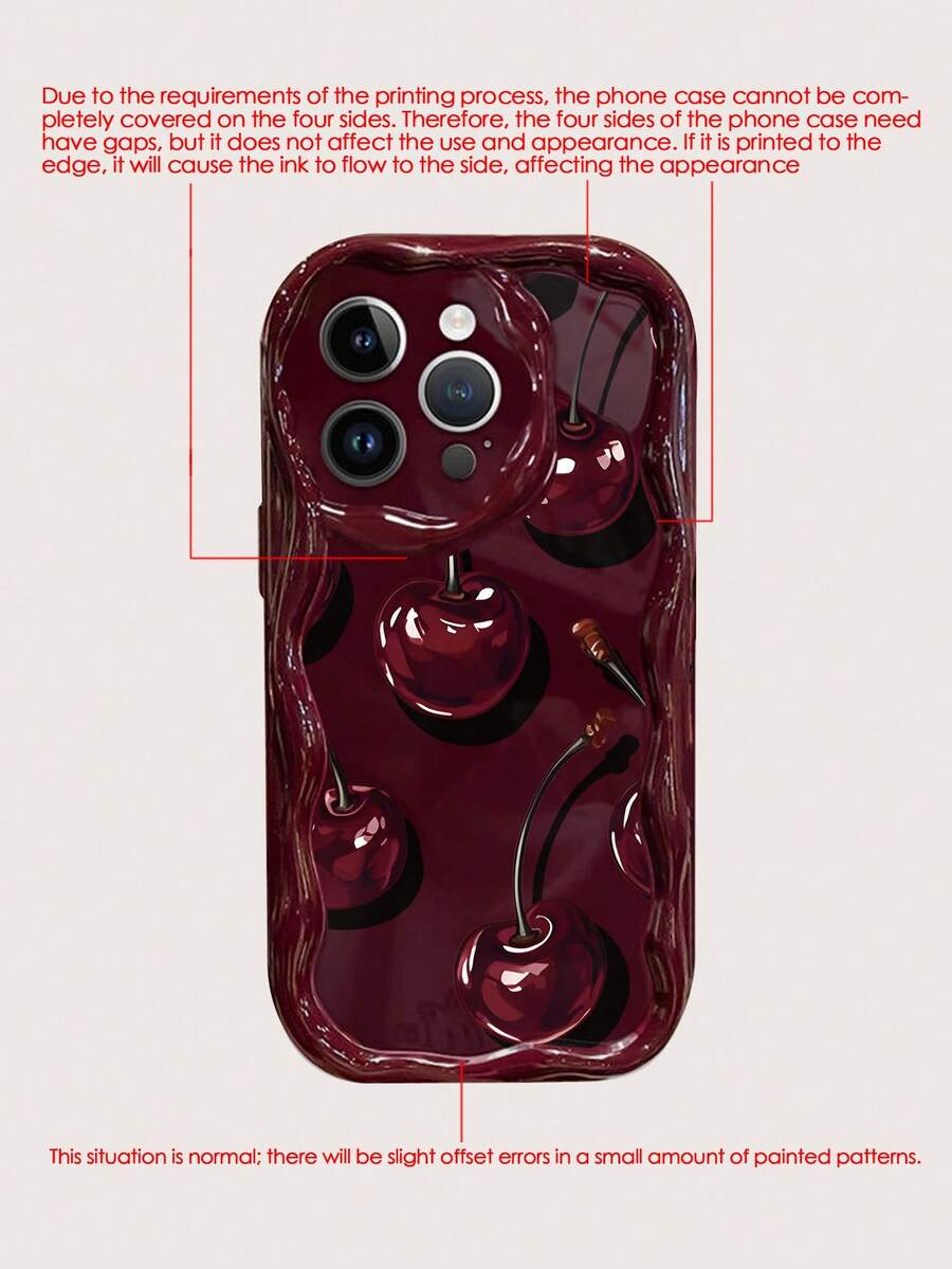 Slatka bordo futrola za telefon sa talasastim asimetričnim okvirom u stilu višnje