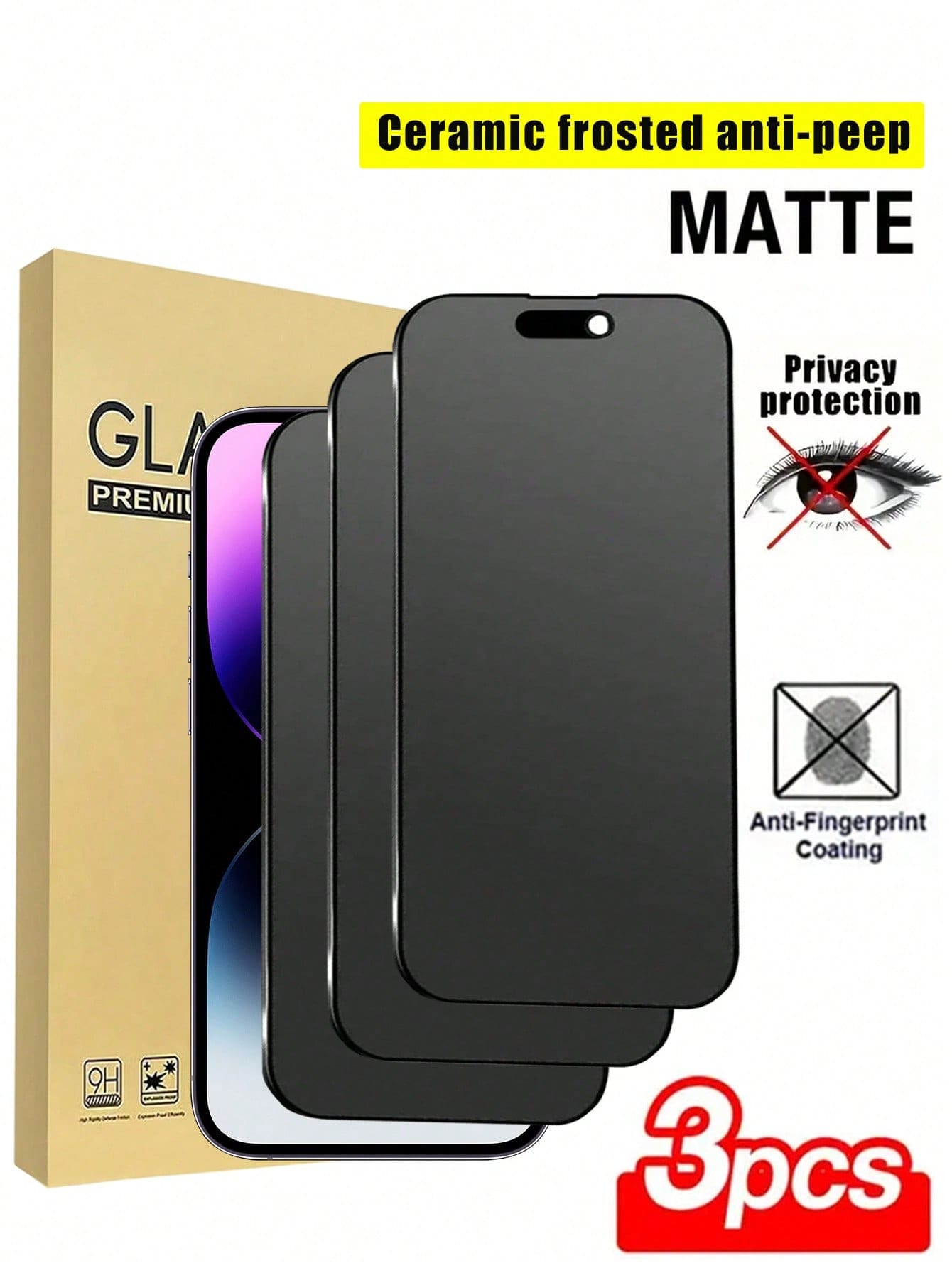 3 kom - Esencijalna zaštitna folija za ekran za 16promax, 16, 16pro, 16plus, 14 Pro Max 6.7, 17, 17 Pro, 17 Pro Max, 17 Air i druge modele, visokokvalitetna 9H+ keramička folija