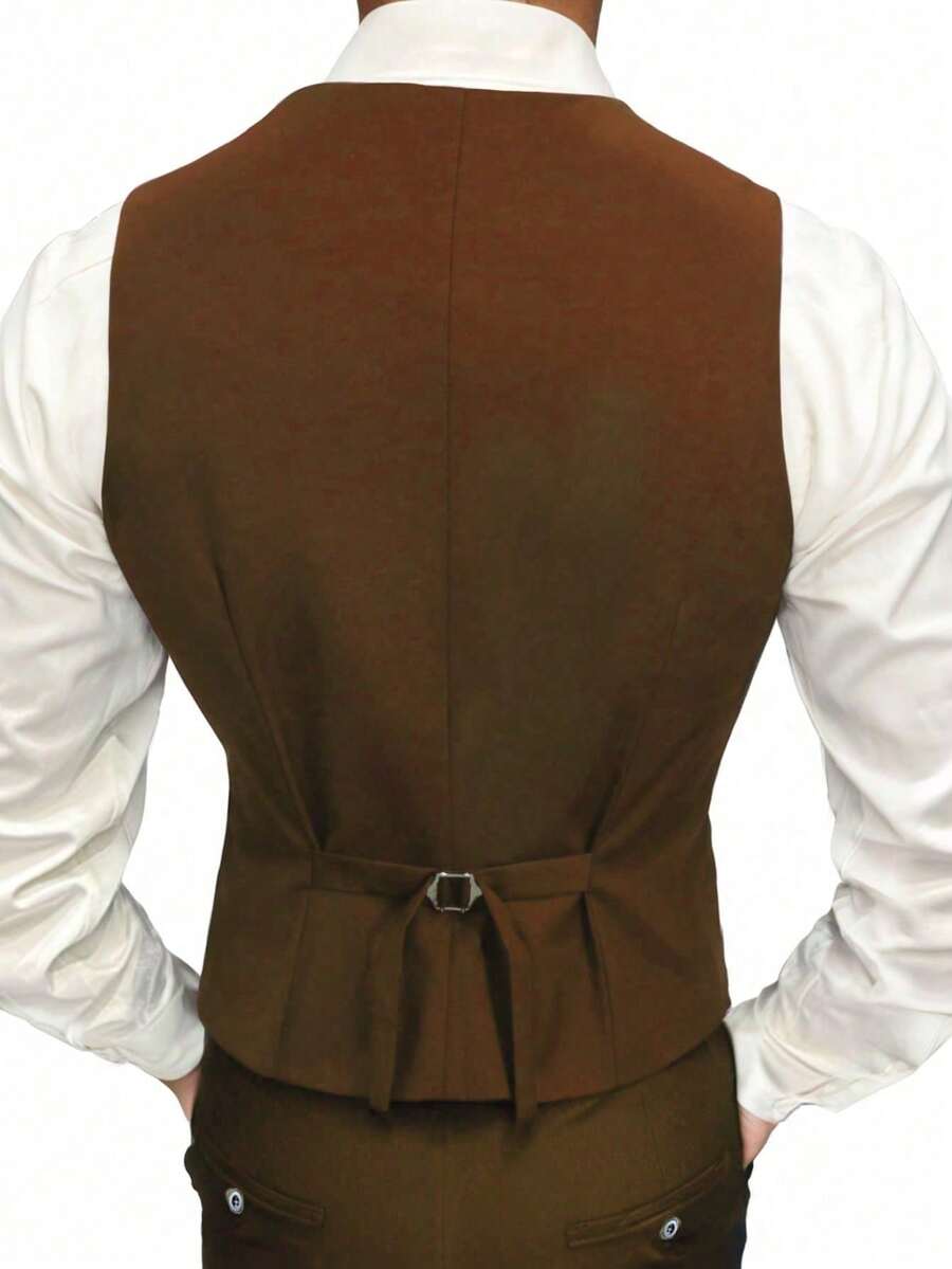 Muški poslovni komplet od 3 dela, uključuje sako, prsluk i pantalone, jednobojni, slim fit