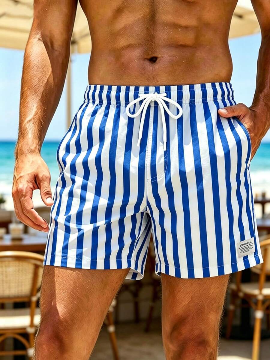 Muški šorts za plažu sa ombre efektom, perticom za struk i džepovima