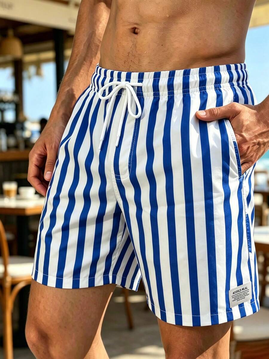 Muški šorts za plažu sa ombre efektom, perticom za struk i džepovima