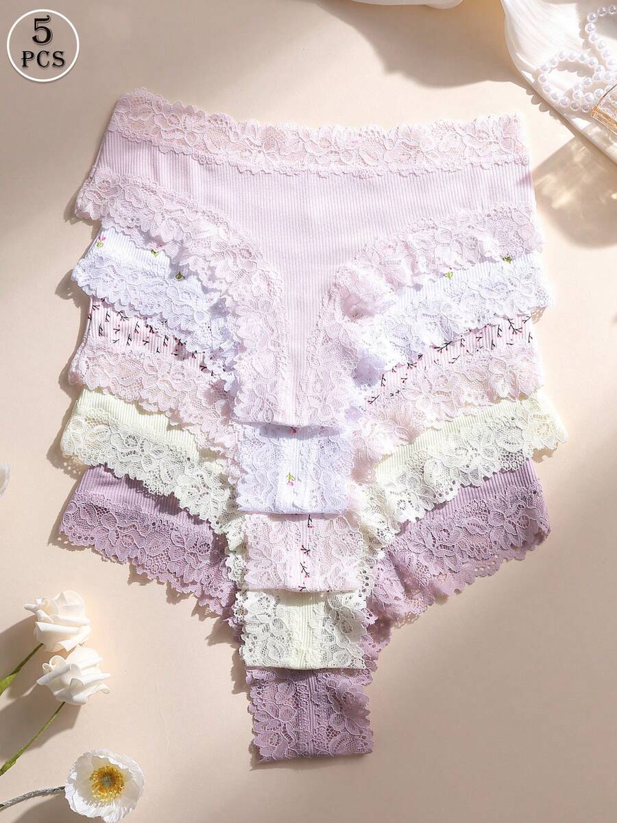 5 kom ženskih seksi čipkastih bešavnih gaćica, meke, udobne i prozračne