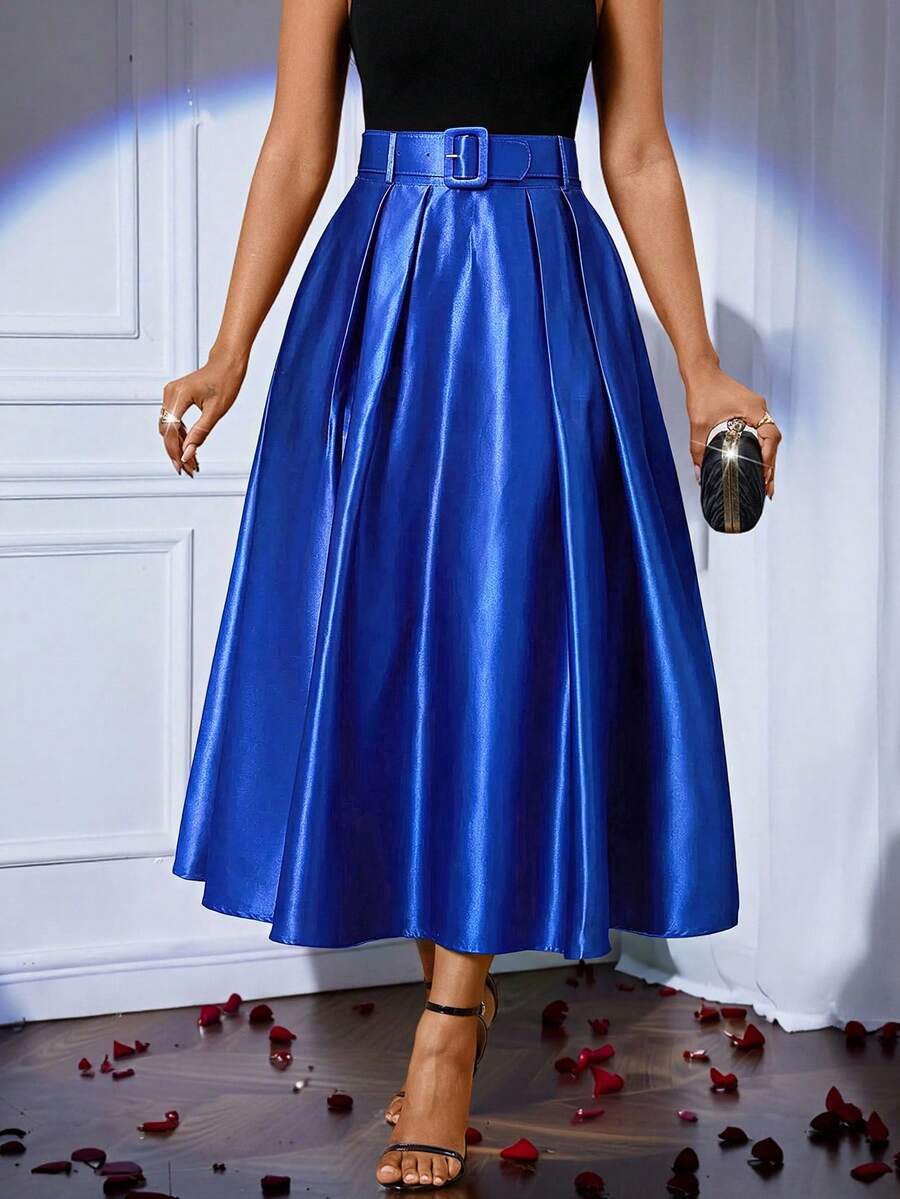 Lady elegantna plisirana suknja jednobojna