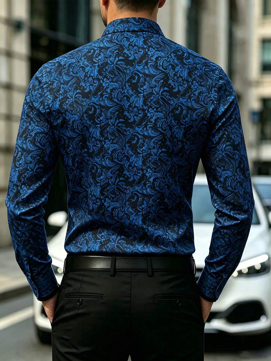 Muška formalna košulja sa paisley printom, slim fit, dugih rukava