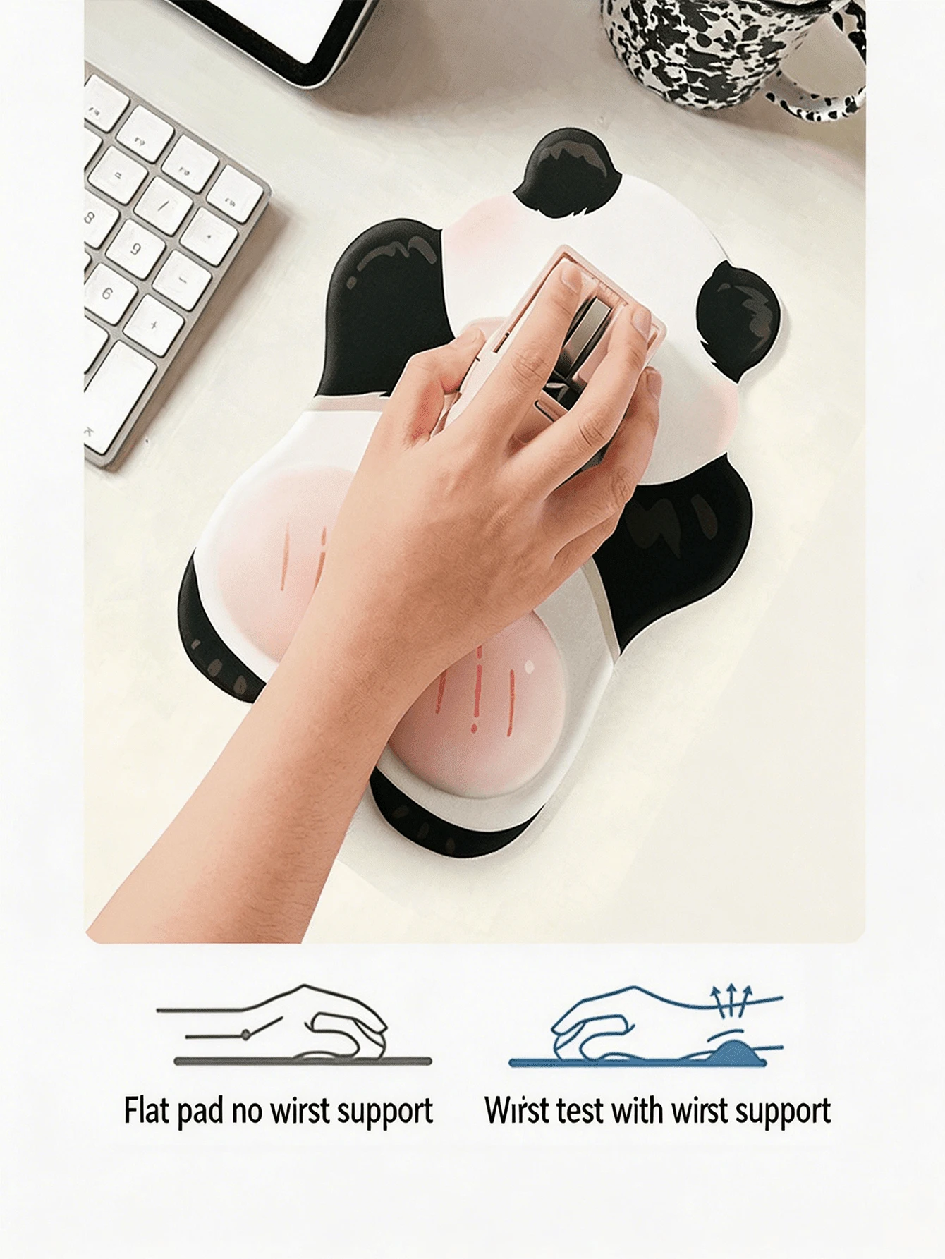 Ergonomska podloga za miš sa 3D slatkim oblikom panda zadnjice