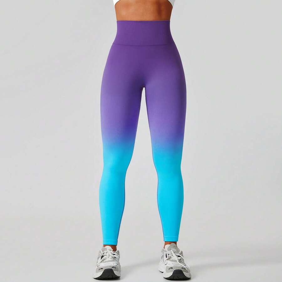 Ženske modne ombre pantalone za jogu  za trening, bešavne uske helanke sa visokim strukom