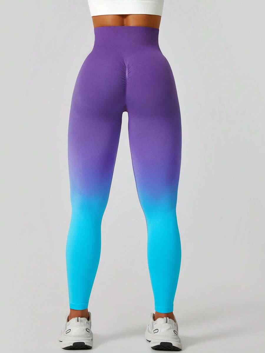 Ženske modne ombre pantalone za jogu  za trening, bešavne uske helanke sa visokim strukom