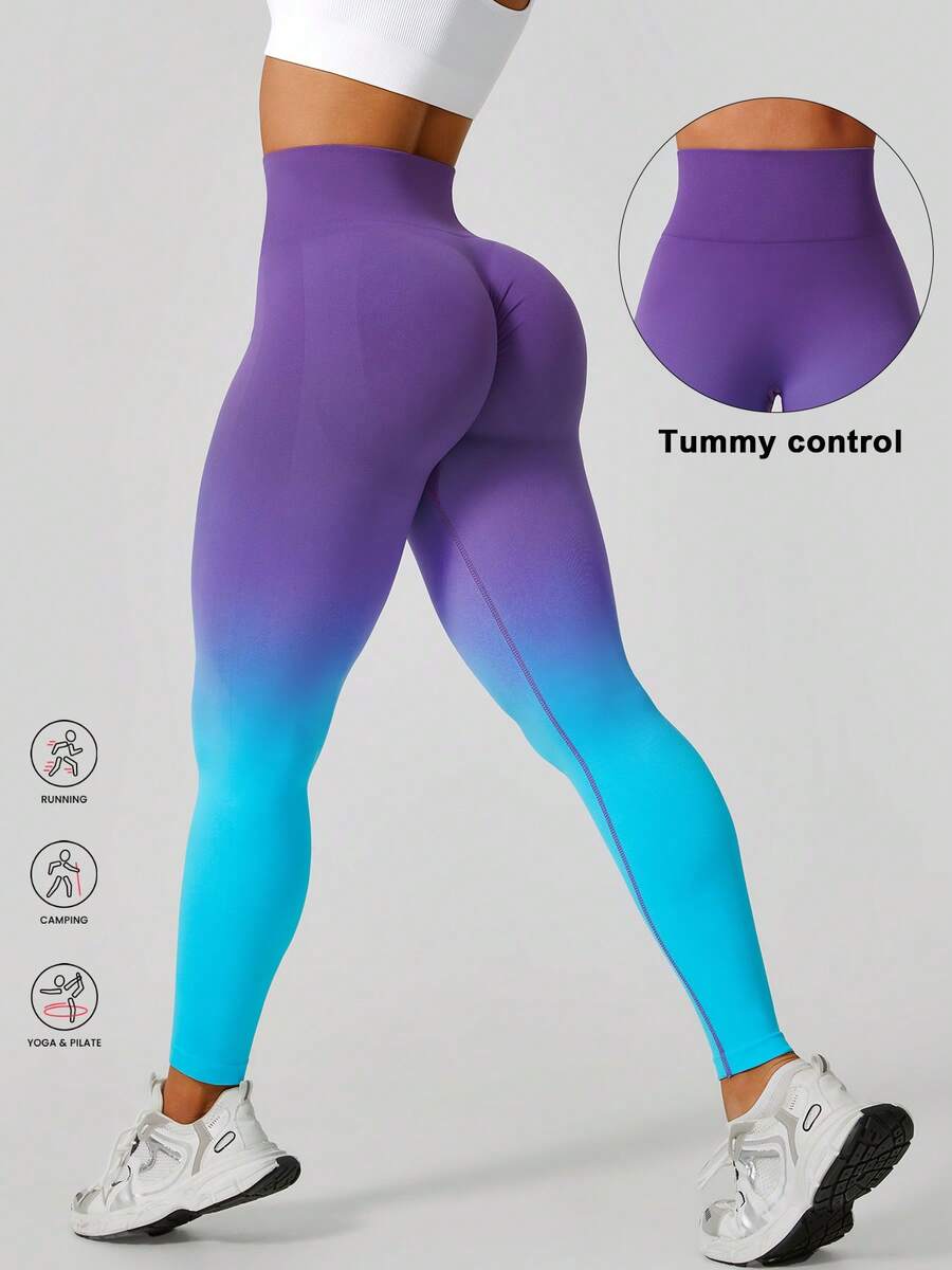 Ženske modne ombre pantalone za jogu  za trening, bešavne uske helanke sa visokim strukom