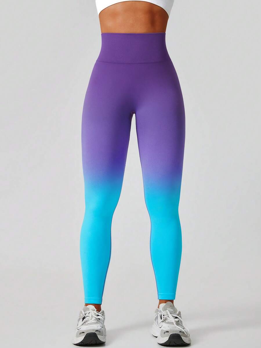 Ženske modne ombre pantalone za jogu  za trening, bešavne uske helanke sa visokim strukom