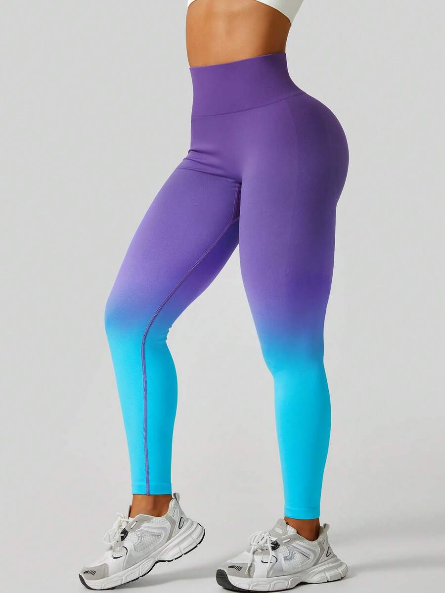 Ženske modne ombre pantalone za jogu  za trening, bešavne uske helanke sa visokim strukom