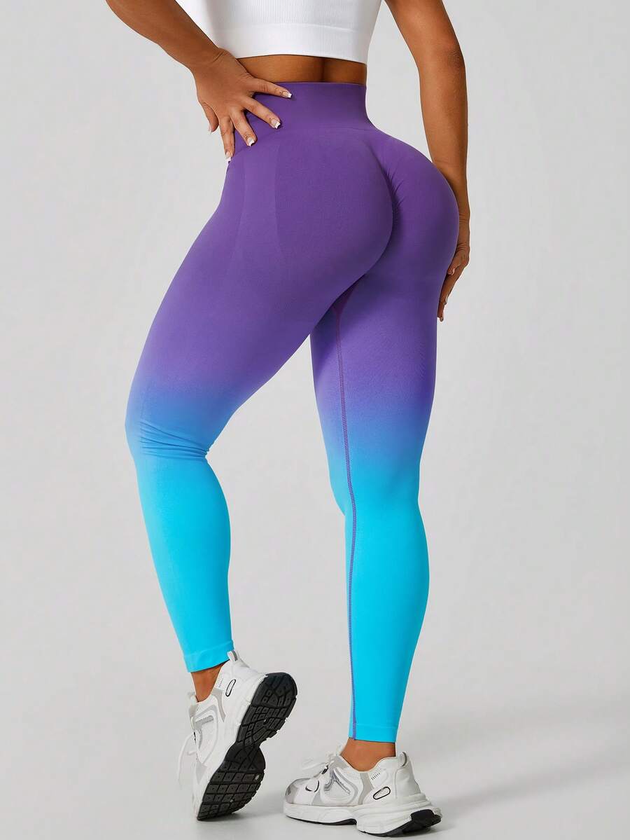 Ženske modne ombre pantalone za jogu  za trening, bešavne uske helanke sa visokim strukom