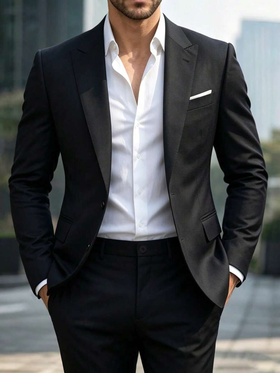 Muško odelo od 2 dela sa jednim dugmetom, slim fit, formalno
