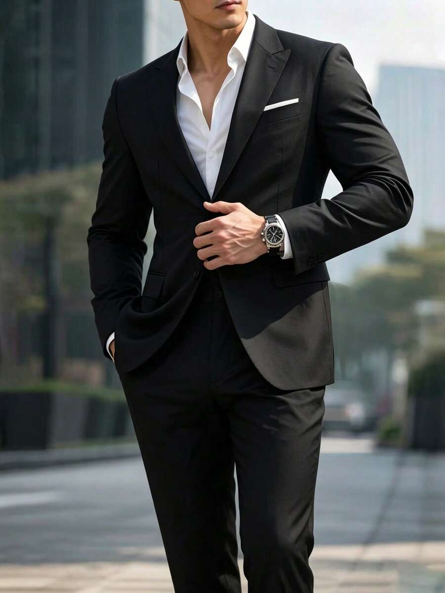 Muško odelo od 2 dela sa jednim dugmetom, slim fit, formalno