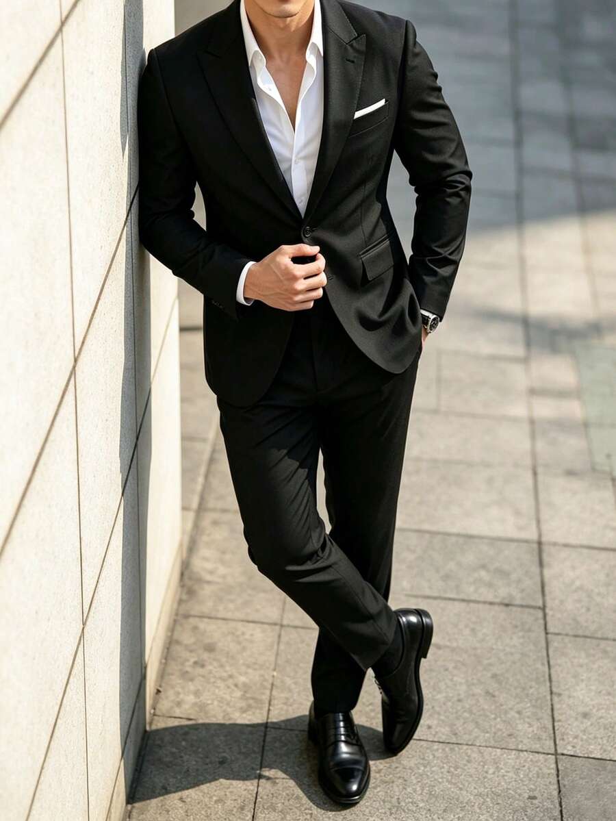 Muški set od sakoa i pantalona, slim fit, klasičan luksuzni stil, formalni, Old Money