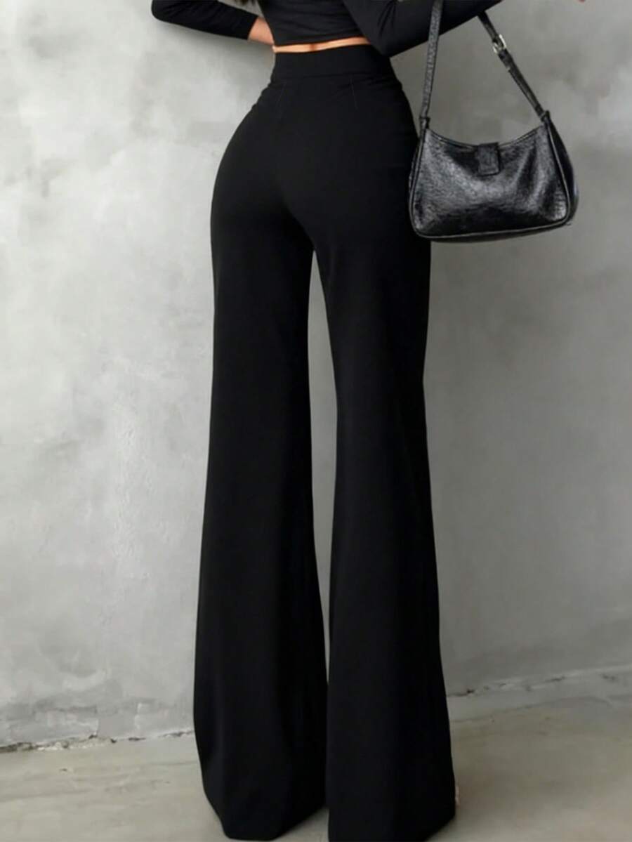 Ženske Elegantne Pantalone –  Ravni Kroj, Prirodni Struk