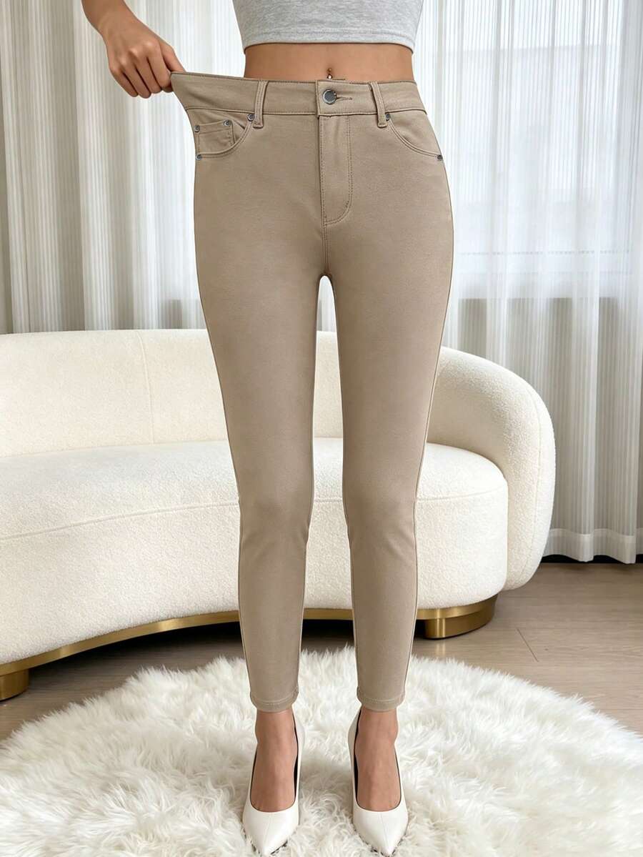 Ženske joger pantalone uskog kroja sa elastičnim manžetnama, joga sportske pantalone do gležnja, uske sa efektom podizanja zadnjice i kontrolom stomaka, poslovno-ležerni seksi stil, jesen/zima