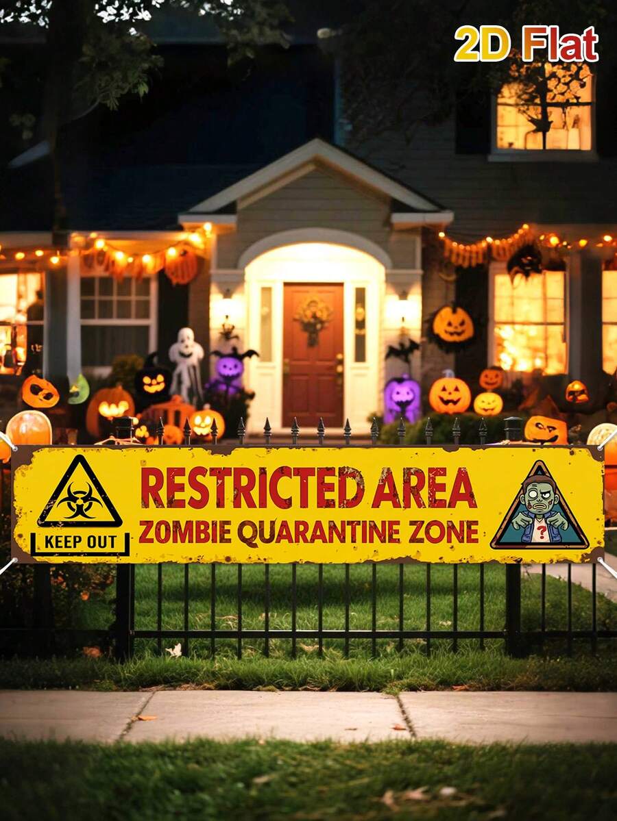 Halloween baner, dizajn znak upozorenja za zombije