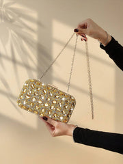Luksuzna ženska kvadratna clutch torba sa sjajnim kristalima