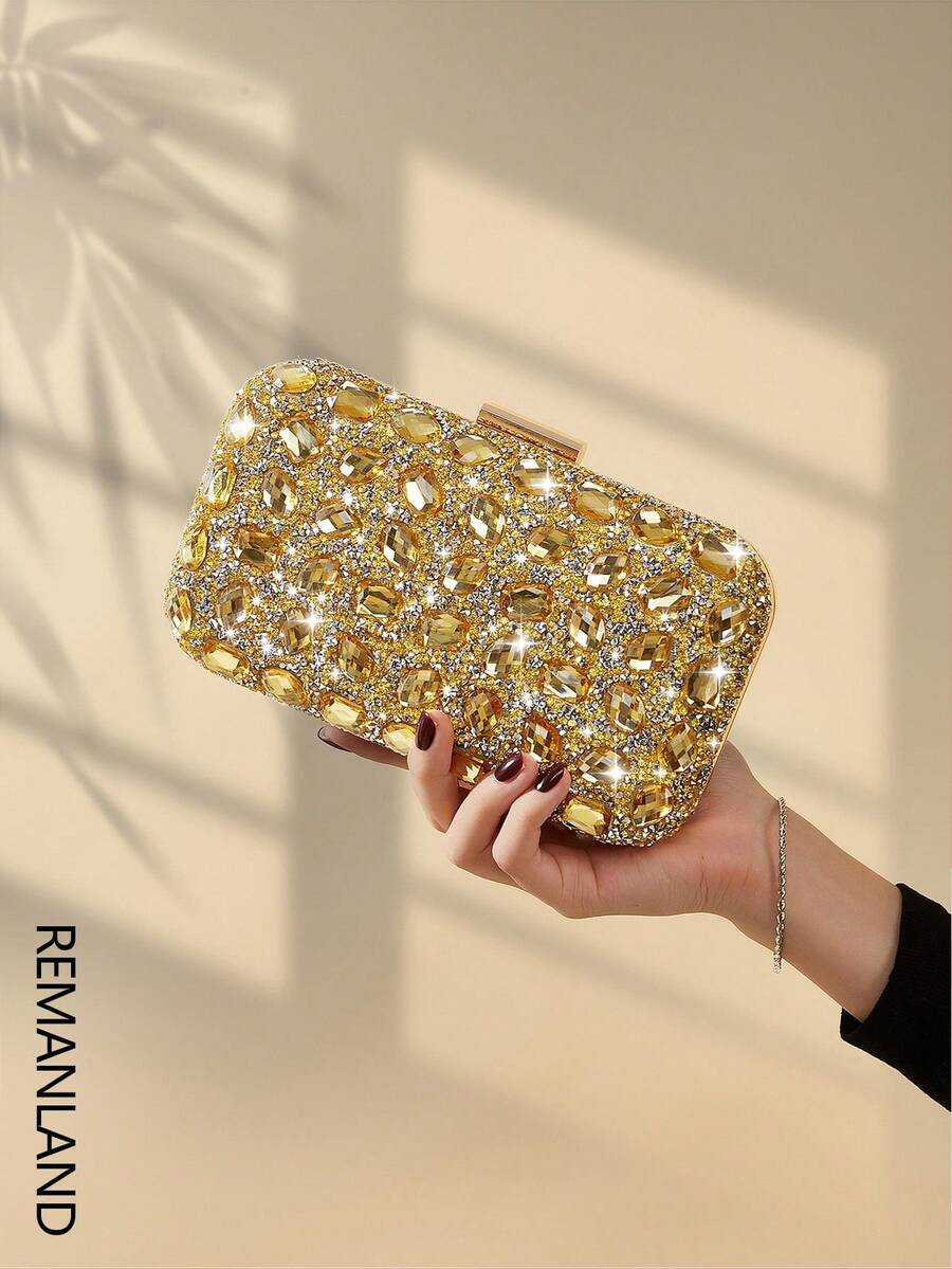 Luksuzna ženska kvadratna clutch torba sa sjajnim kristalima
