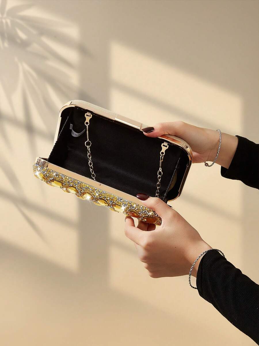 Luksuzna ženska kvadratna clutch torba sa sjajnim kristalima
