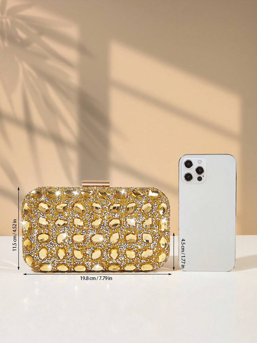 Luksuzna ženska kvadratna clutch torba sa sjajnim kristalima