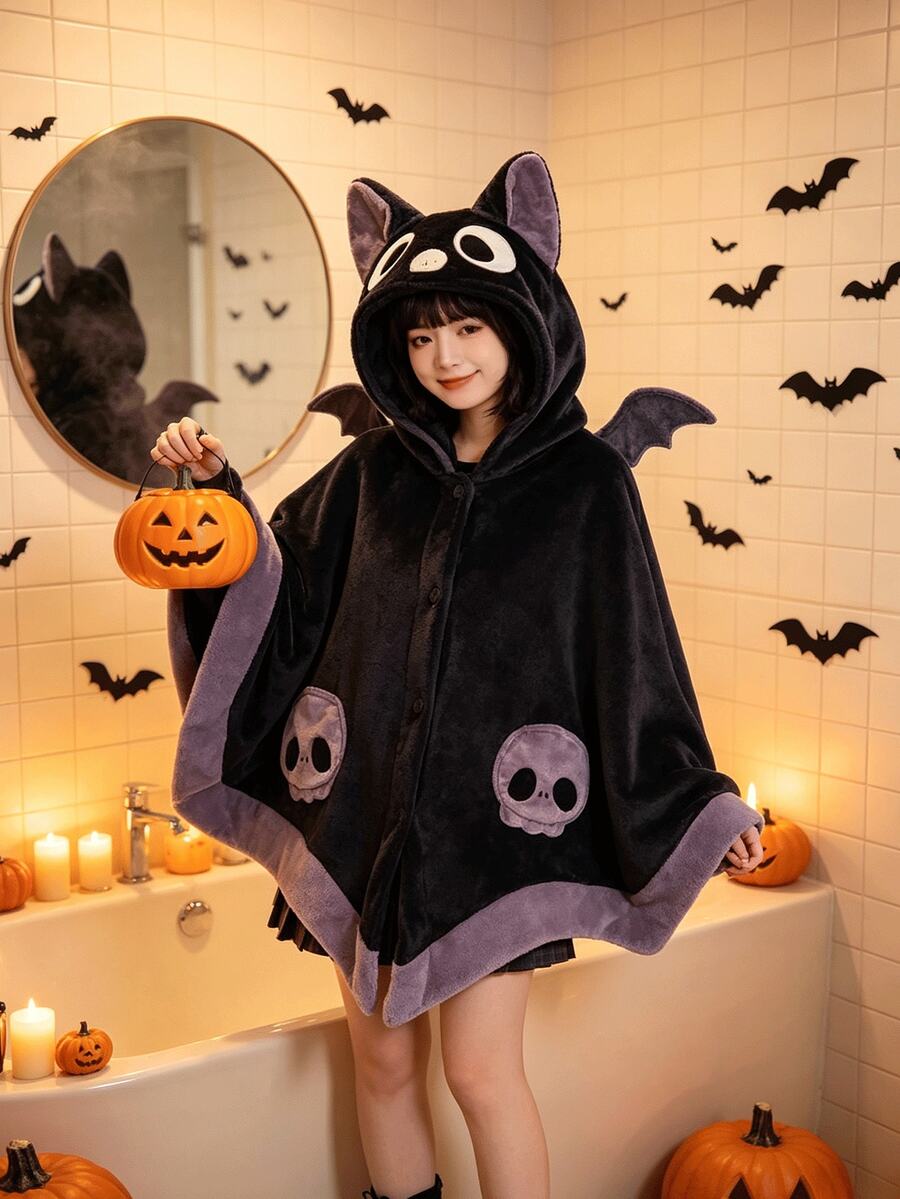 Smešni bademantil slepog miša, Halloween bademantil malog đavola, mekan i udoban