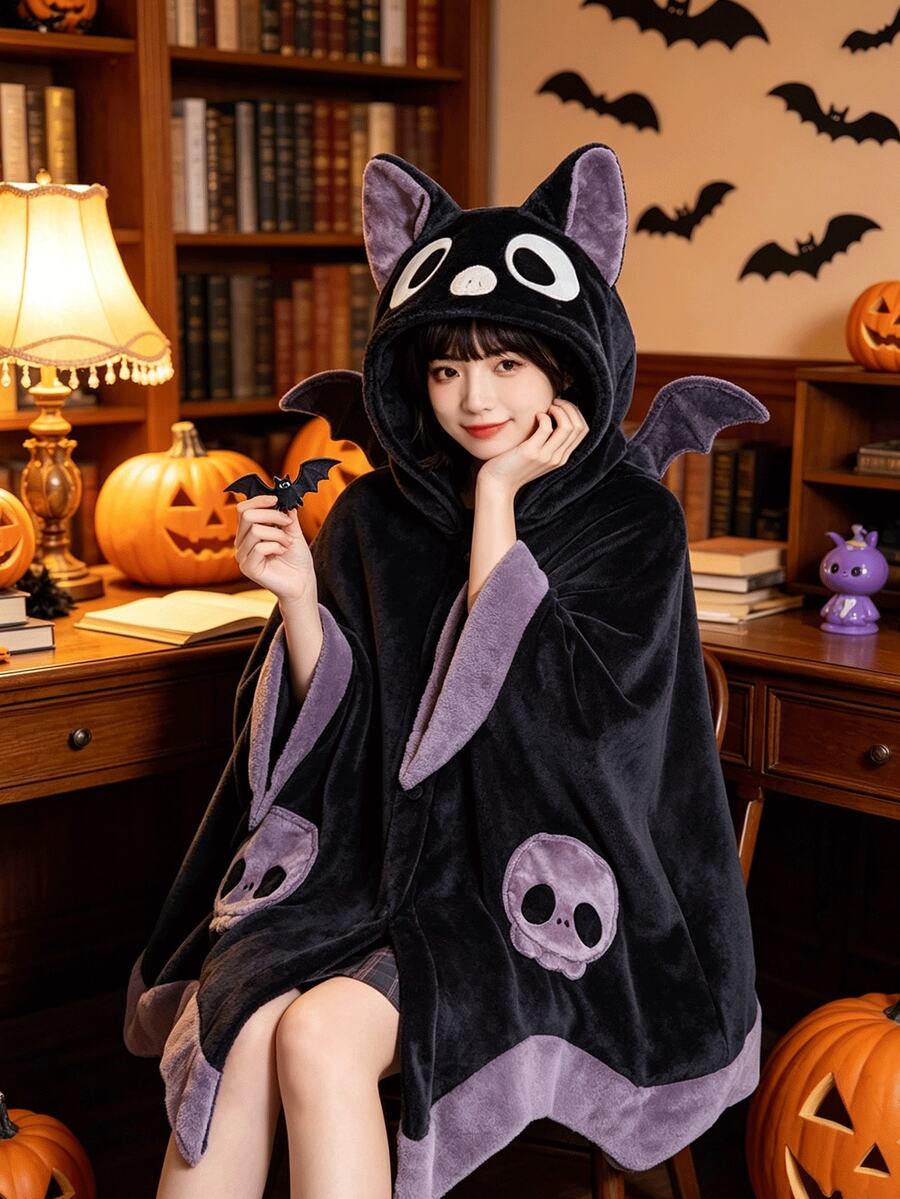 Smešni bademantil slepog miša, Halloween bademantil malog đavola, mekan i udoban
